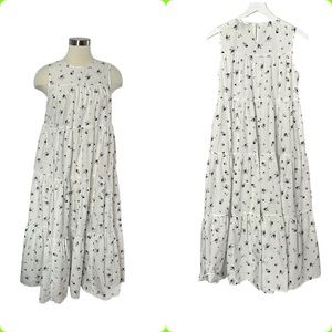 Banana Republic White Floral Cotton Sleeveless Trapeze Dress Size Small